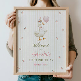 Silly Goose First Birthday Welcome Poster ポスター