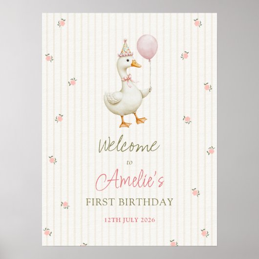 Silly Goose First Birthday Welcome Poster ポスター (正面)