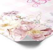 Silly Goose Floral Gingham Baby Shower Welcome ポスター (角)