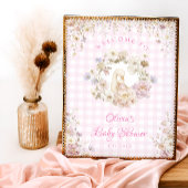 Silly Goose Floral Gingham Baby Shower Welcome ポスター