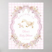 Silly Goose Floral Girl Baby Shower Welcome ポスター (正面)
