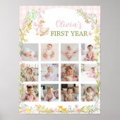 Silly Goose Floral Girl Birthday Photo Milestone ポスター (正面)