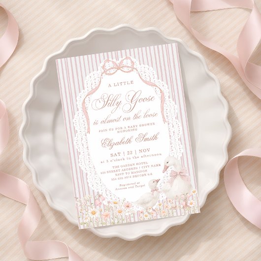 Silly Goose Flower Girl Baby Shower  招待状