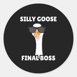 Silly Goose Funny Black Sticker ラウンドシール