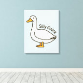 Silly Goose Funny Cartoon Goose キャンバスプリント (インサイチュ (ウッドフロア))