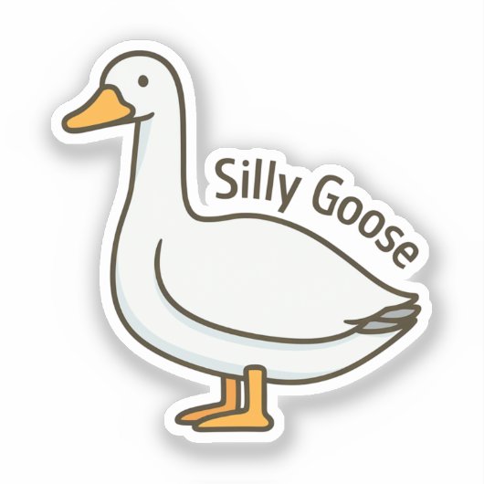 Silly Goose Funny Cartoon Goose シール (正面)