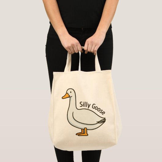 Silly Goose Funny Cartoon Goose トートバッグ (正面(商品))