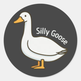 Silly Goose Funny Cartoon Goose ラウンドシール