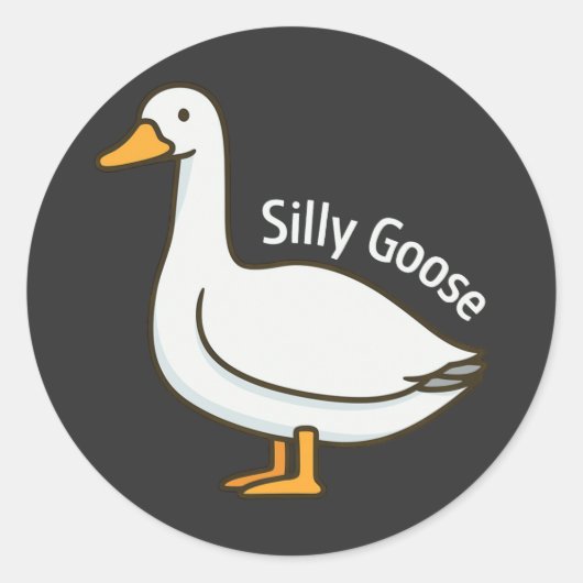 Silly Goose Funny Cartoon Goose ラウンドシール (正面)