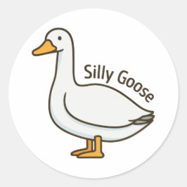 Silly Goose Funny Cartoon Goose ラウンドシール