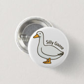 Silly Goose Funny Cartoon Goose 缶バッジ (正面&裏面)