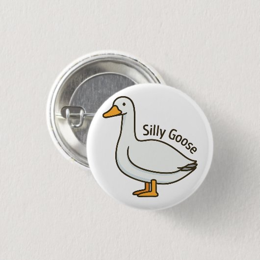 Silly Goose Funny Cartoon Goose 缶バッジ (正面&裏面)