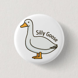 Silly Goose Funny Cartoon Goose 缶バッジ