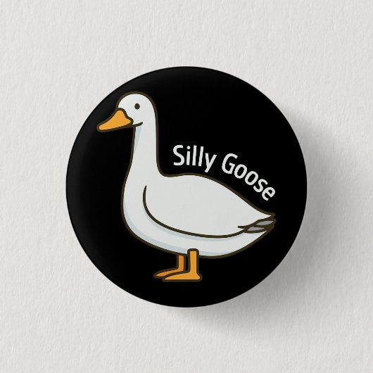 Silly Goose Funny Cartoon Goose 缶バッジ (正面)