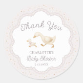 Silly Goose Gender Neutral Baby Shower Thank You ラウンドシール (正面)