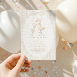 Silly Goose Gender Neutral Beige Baby Shower 招待状