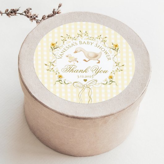 Silly Goose Gender neutral Gingham Thank you ラウンドシール