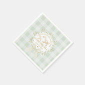 Silly Goose Gender neutral Sage Baby Shower スタンダードカクテルナプキン (角)