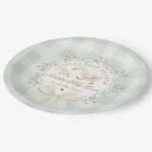 Silly Goose Gender neutral Sage Baby Shower ペーパープレート (アングル)