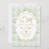 Silly Goose Gender neutral Sage Baby Shower 招待状 (正面)