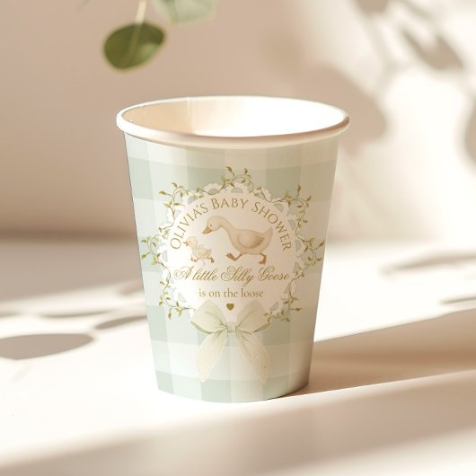 Silly Goose Gender neutral Sage Baby Shower 紙コップ
