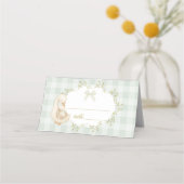 Silly Goose Gender Neutral Sage Gingham プレイスカード (正面)