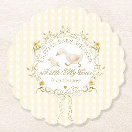 Silly Goose Gender neutral Yellow Baby Shower ペーパーコースター