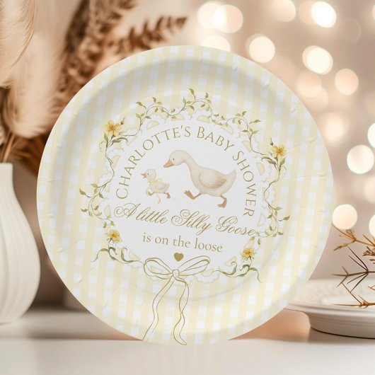 Silly Goose Gender neutral Yellow Baby Shower ペーパープレート