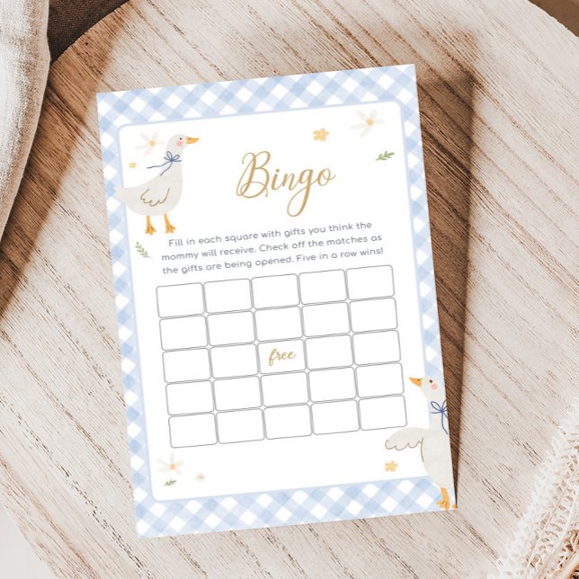 Silly Goose Gingham Baby Shower Bingo Game (Silly Goose Baby Shower Game)
