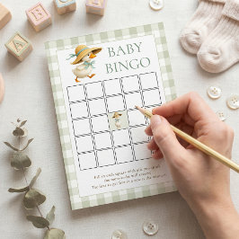 Silly Goose Gingham Bingo Baby Shower Game Card 招待状