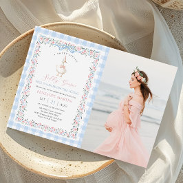 Silly Goose Gingham Duck Gender Neutra Photoo 招待状