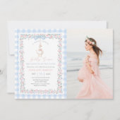 Silly Goose Gingham Duck Gender Neutra Photoo 招待状 (正面)