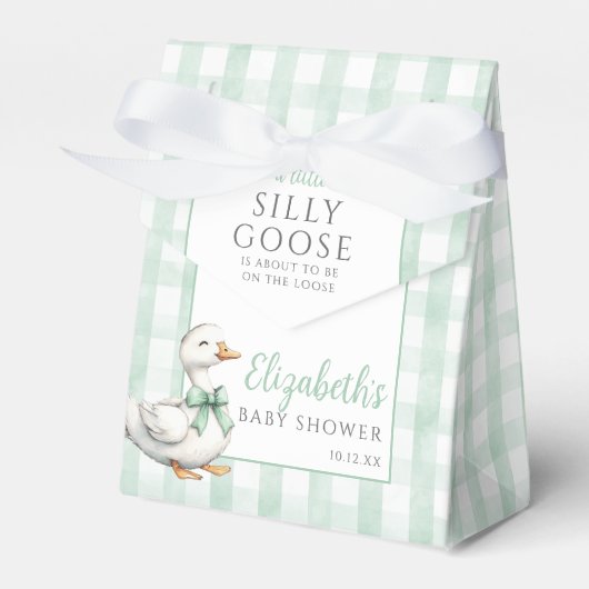 Silly Goose Gingham Gender Neutral Baby Shower フェイバーボックス (正面サイド)
