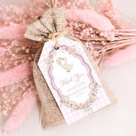 Silly Goose Gingham Girl  Baby Shower Thank You ギフトタグ