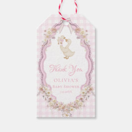 Silly Goose Gingham Girl Baby Shower Thank You ギフトタグ