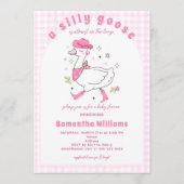 Silly Goose Gingham Plaid Western Girl Baby Shower 招待状 (正面)