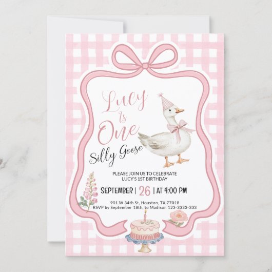 Silly Goose Girl 1st Birthday Invitation 招待状 (正面)
