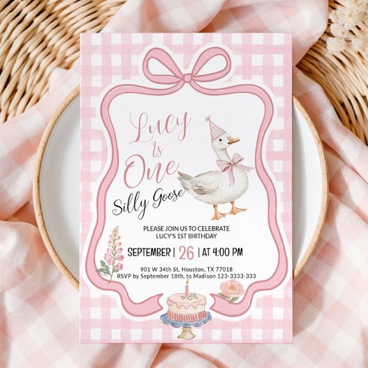 Silly Goose Girl 1st Birthday Invitation 招待状