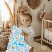 Silly Goose Girl Design Blue フリースブランケット