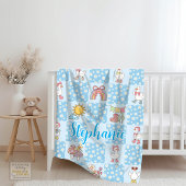 Silly Goose Girl Design Blue フリースブランケット