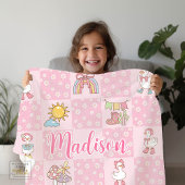 Silly Goose Girl Design Pink  フリースブランケット