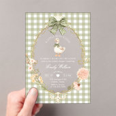 Silly Goose Green Gingham Baby Shower アクリル招待状 (インサイチュ (ポータブル))