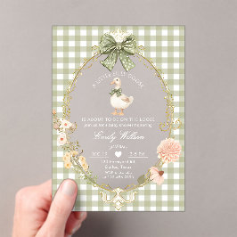 Silly Goose Green Gingham Baby Shower アクリル招待状