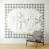 Silly Goose Green Gingham Baby Shower Backdrop タペストリー (インサイチュ(横))