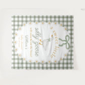 Silly Goose Green Gingham Baby Shower Backdrop タペストリー (正面(横))