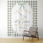 Silly Goose Green Gingham Baby Shower Backdrop タペストリー (インサイチュ)