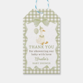 Silly Goose Green Gingham Baby Shower Gift Tag ギフトタグ