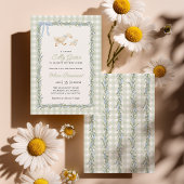 Silly Goose Green Gingham Baby Shower Invitation 招待状