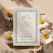 Silly Goose Green Gingham Baby Shower Invitation 招待状