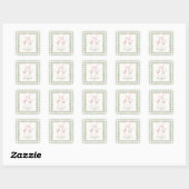 Silly Goose Green Gingham Baby Shower Sticker スクエアシール (シート)